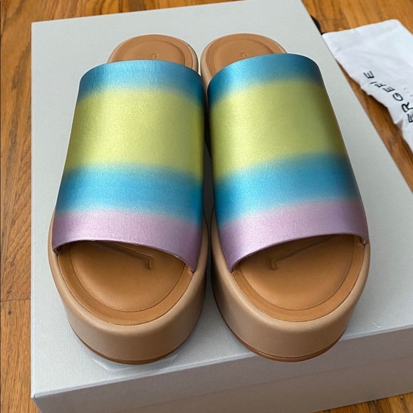 NWT Robert Clergerie First Slide Sandals in Rainbow Pastel - Picture 5 of 8